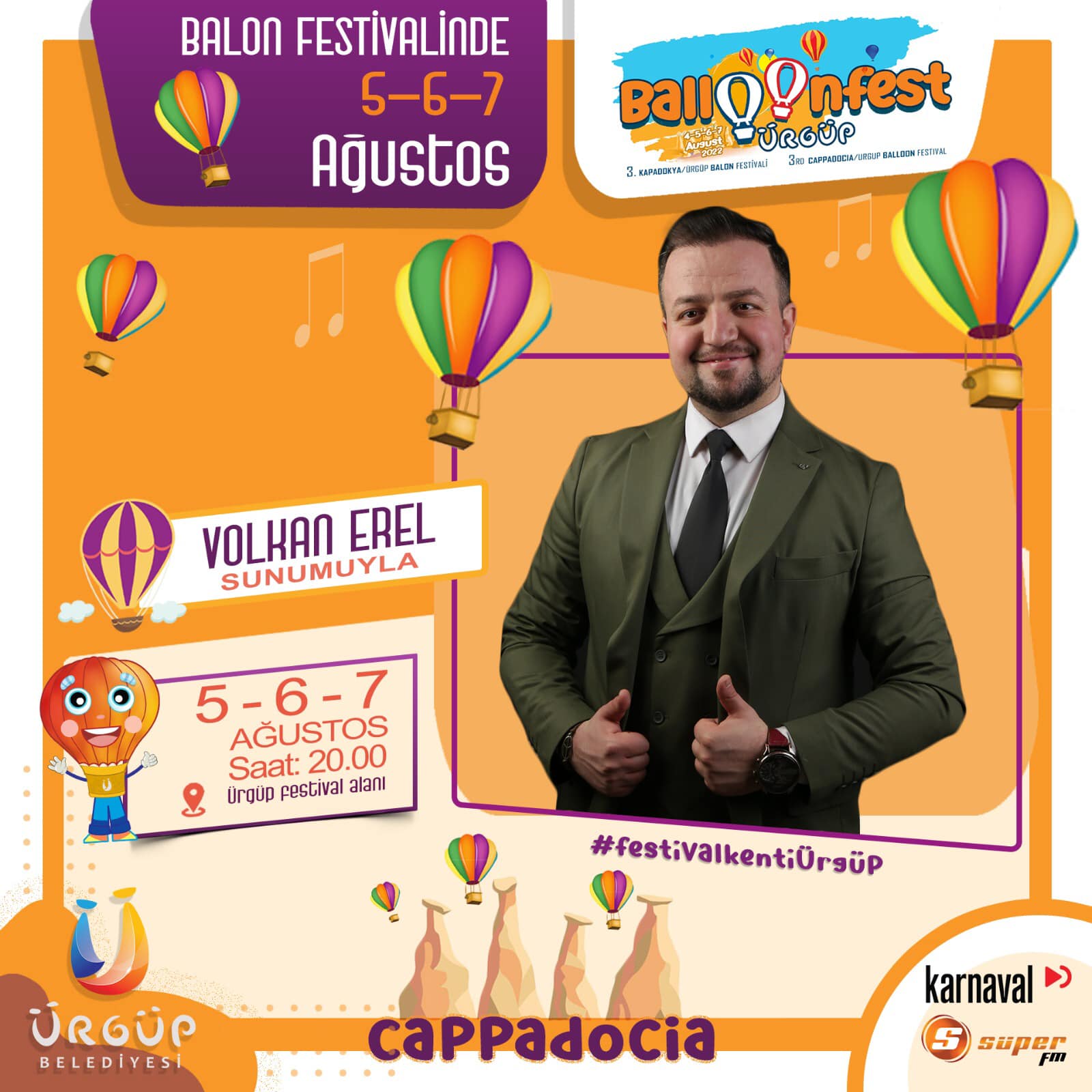 5-6-7 AĞUSTOS TARİHLERİNDE CAPPADOCİA BALON FESTİVALİNDE SUNUMDAYIZ.